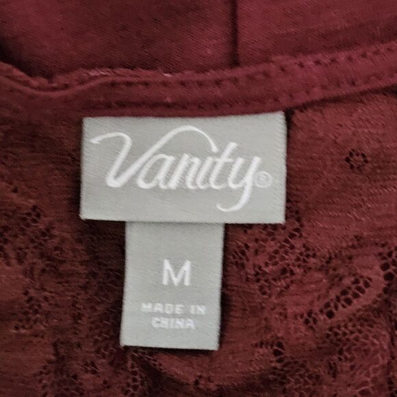Vanity - Tank Top Lace Bedazzled Y2k - Size M - Maroon - Picture 7 of 8